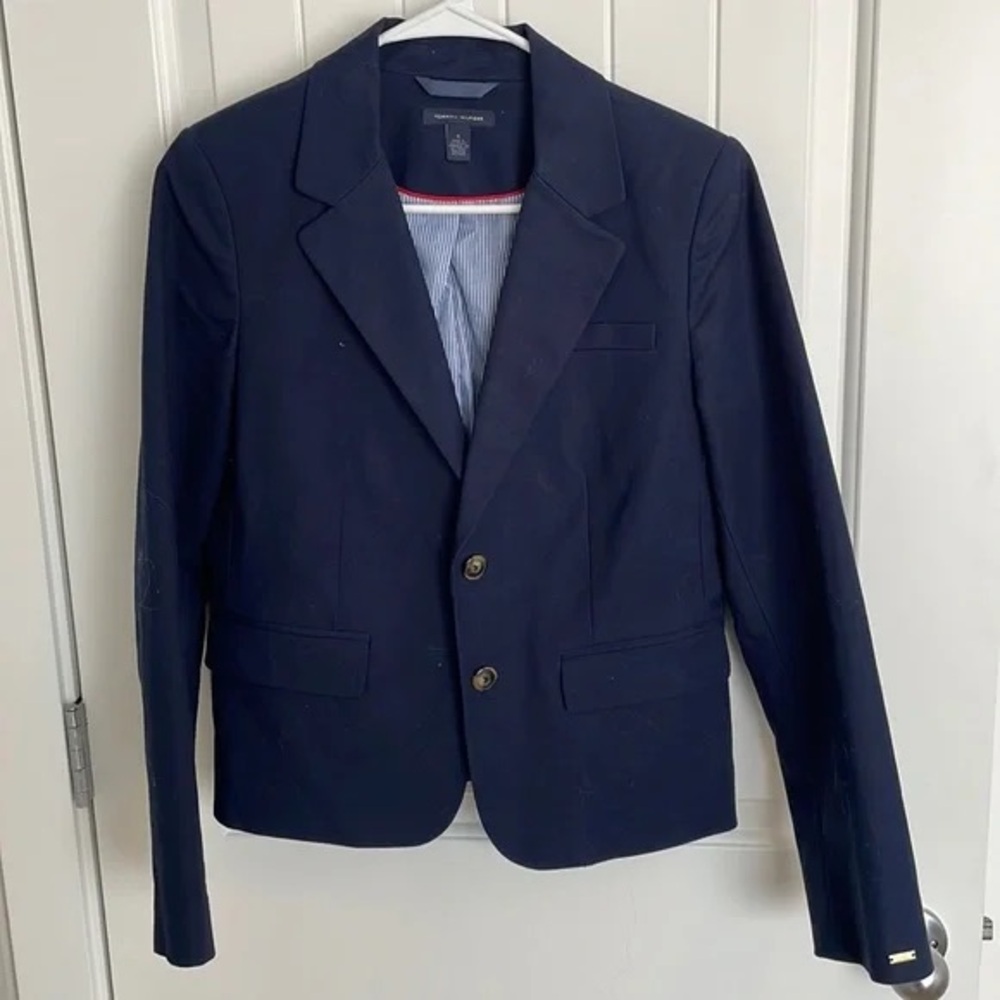 Vintage Tommy Hilfiger USA Heritage Prep Tailored Navy Blue Button Blazer Jacket